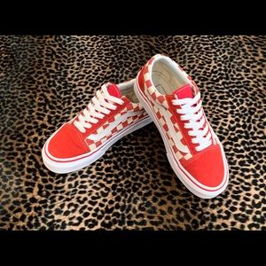 Red & White Old Skool Vans Shoes